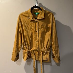 Mustard Brown Cinched Waist Jacket. Women’s XXL.